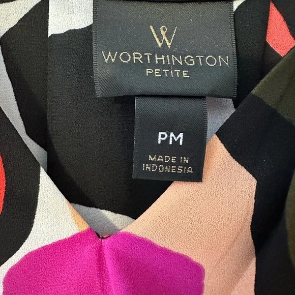 Worthington Bold Floral Blouse - Red, Black, Orange - Picture 3 of 4